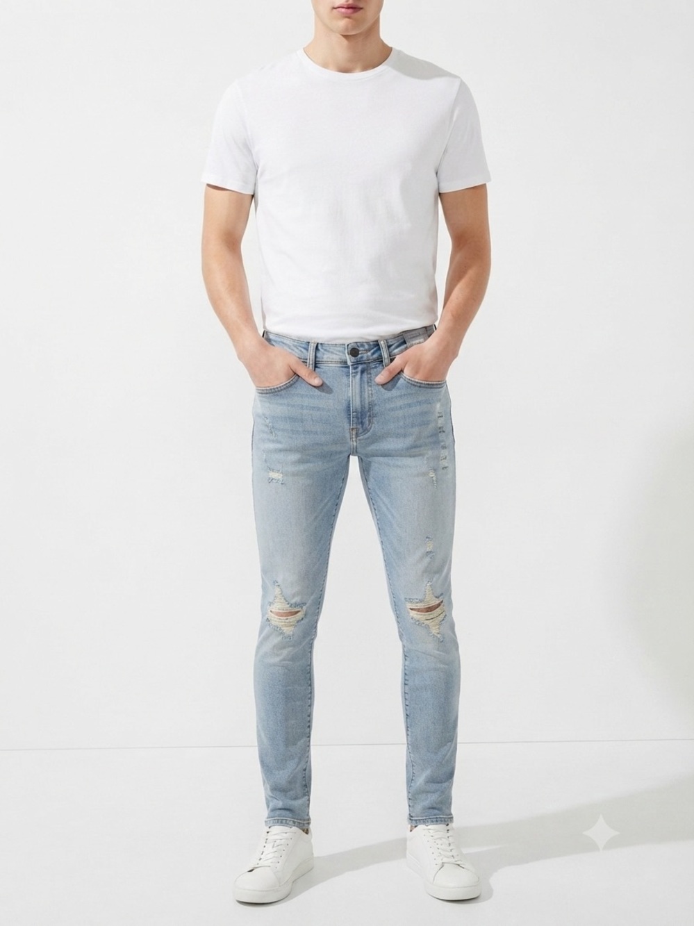 Aeropostale Men's Super Skinny Jeans Light Wash Distressed Size 28x30 New